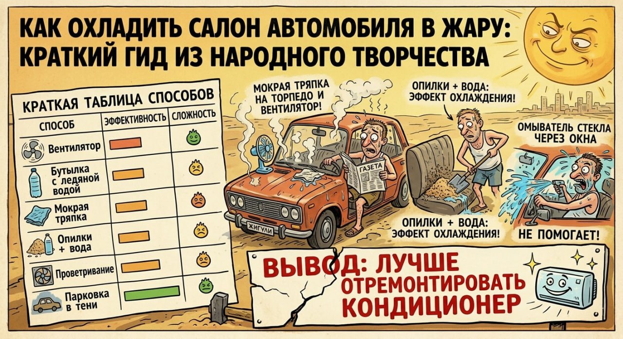 Народные методы борьбы с жарой в авто: от мокрой тряпки до опилок — разбираем мифы